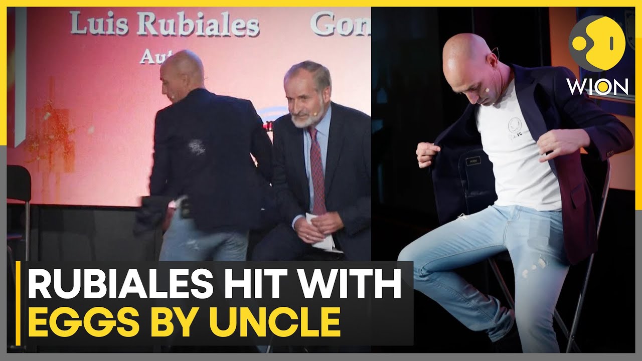 Luis Rubiales Struck By Eggs At His Book Launch in Madrid | WION News