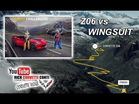 WATCH CORVETTE Z06 vs WINGSUIT RACE DOWN A MOUNTAIN