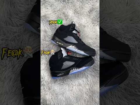 Real Vs Fake Black Metallic Jordan 5 🖤 #sneakerhead #sneakers #viral