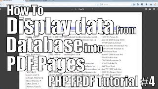 How to display data from database into PDF pages | PHP FPDF Tutorial #4