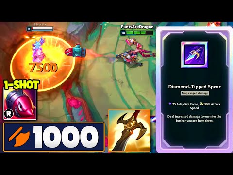 1000 AD JINX ULT DOES 7500 DAMAGE AT 100% MAX HP WITH DIAMOND TIPPED SPEAR AND DECAP (1 SHOT)