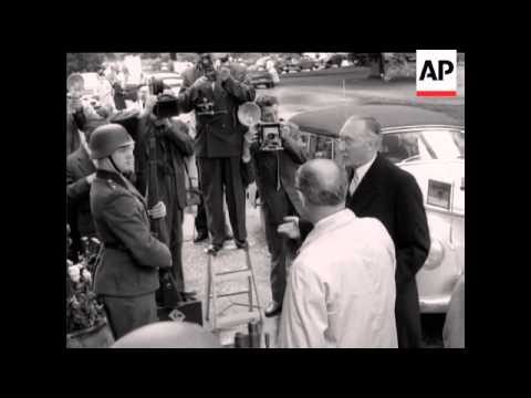 MOLLET VISITS ADENAUER FOR SAAR CONFERENCE - NO SOUND