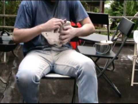 Armageddon at the Mushroom Village sanding Brawny's mask