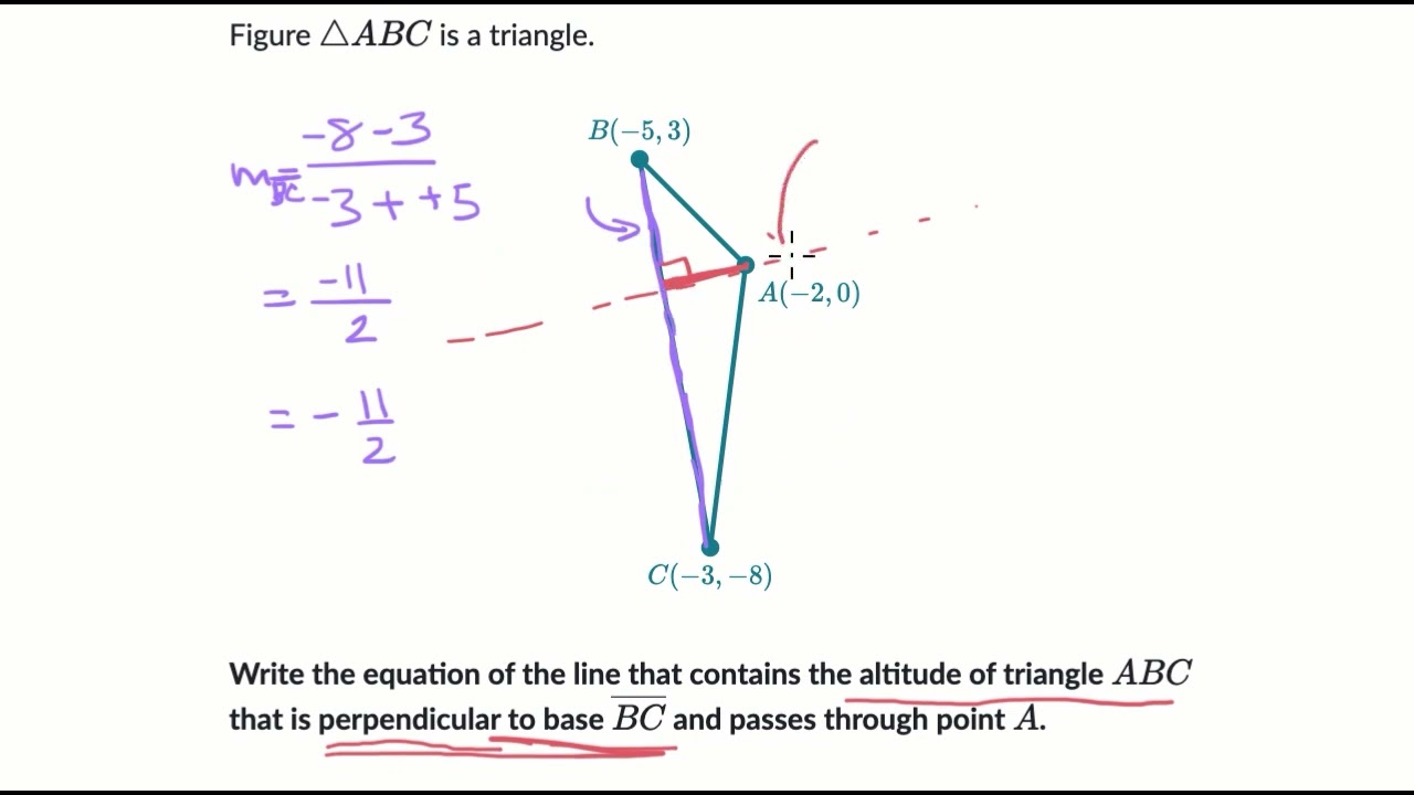 Triangle altitude equation | Coordinate geometry | Geometry (TX TEKS) | Khan Academy