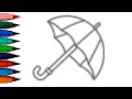 Umbrella Drawing With Rainbow Colours For Kids Umbrelladrawing