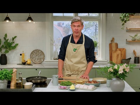 Torsk i vitvinssås med svamp och haricots verts - Köket