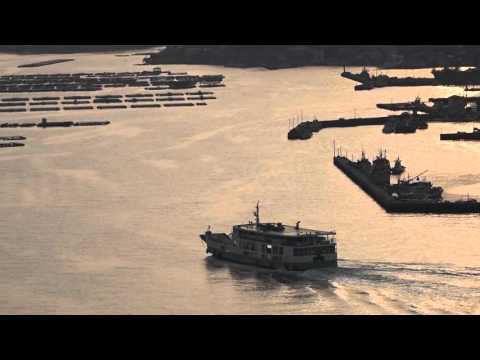 宇和島　九島大橋の夕日と最後の九島フェリー