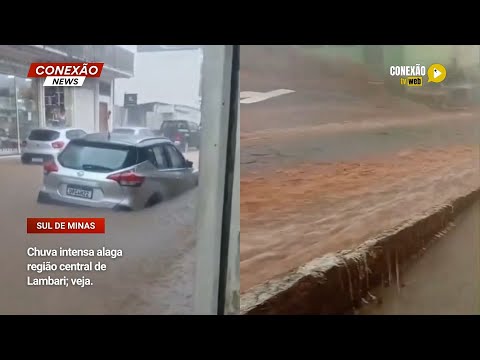 Vídeo: Chuva intensa alaga região central de Lambari; veja.
