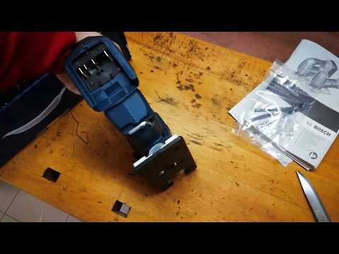Akumuliatorinis siaurapjūklis Bosch GST 18 V-LI B be akumuliatoriaus ir kroviklio, kartoninė pakuotė video