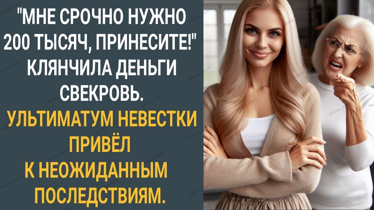 "Мне срочно нужно 200 тысяч, принесите!" Клянчила деньги свекровь. Невестка поставила ультиматум...