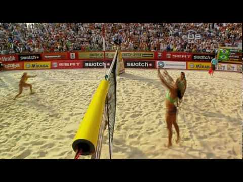 Larissa takes volleyball in the face from Universal Sports