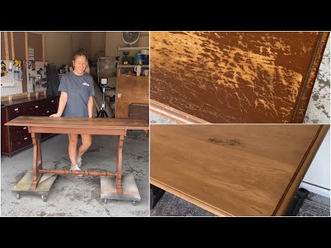 Stripping Paint Off Furniture + Old Entry Table Makeover with Paint Wash & Stain Combo