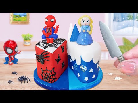 💗Beautiful Elsa Princess Cake Baking❄️ Miniature Disney Princess Pull Me Up Decorating Tutorials