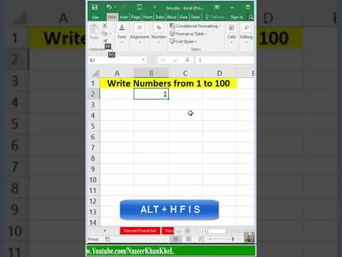 Write Numbers from 1 to 100 in Excel