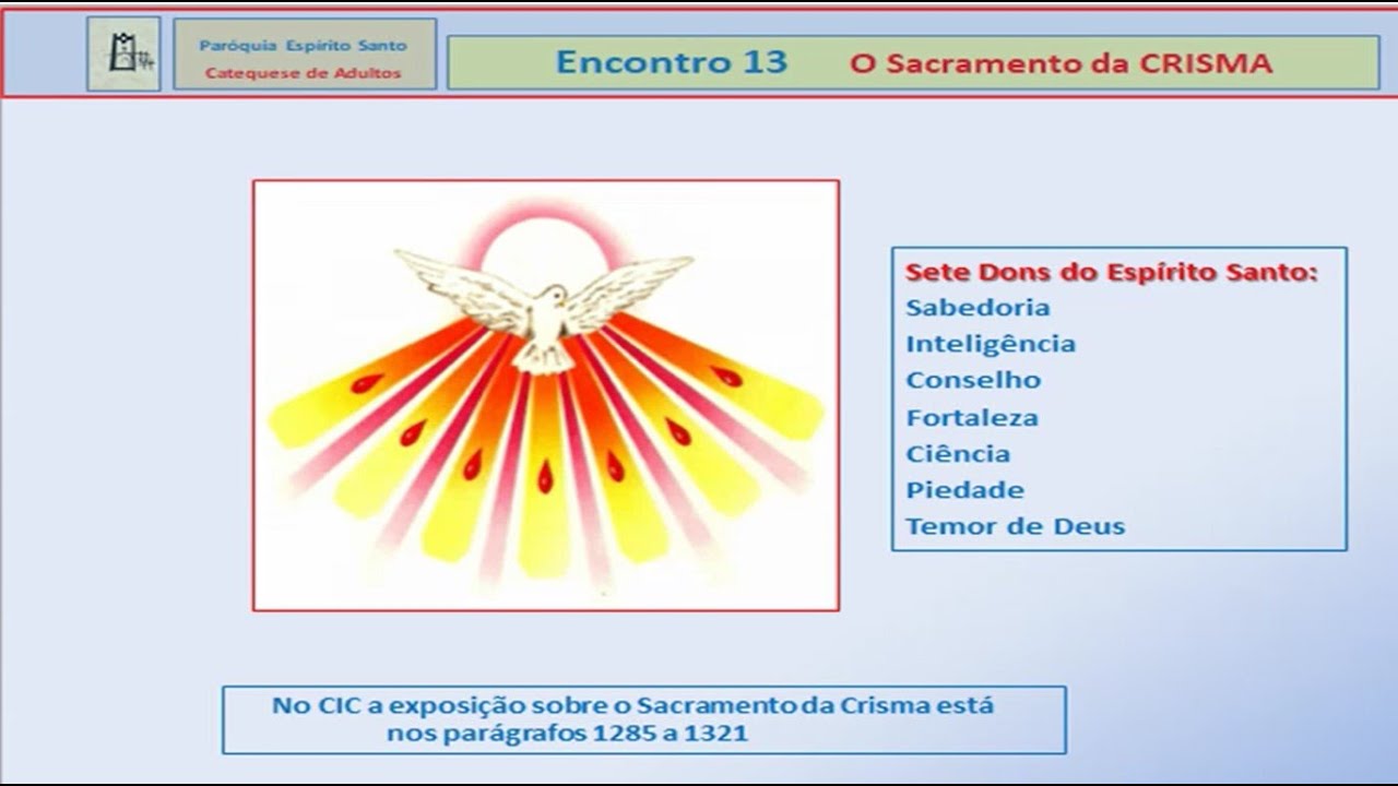 Catequese de Adultos - Tema: Crisma ou Confirmação