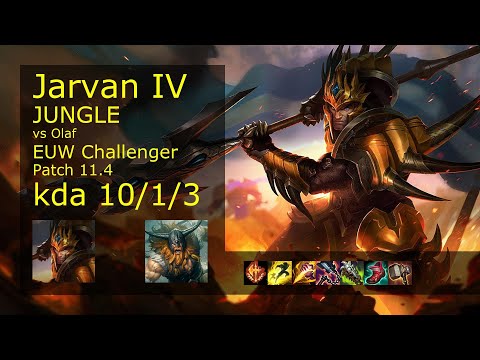 Jarvan IV Jungle vs Olaf - EUW Challenger 10/1/3 Patch 11.4 Gameplay
