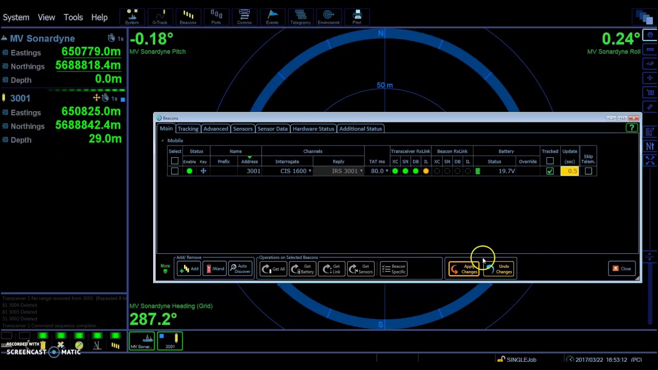 Setting an update rate in Mini-Ranger 2 USBL