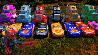 Gta 5 Spiderman Lightning McQueen's Team Vs Monster McQueen's Team Cars Challenge Crazy Ragdolls