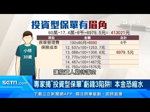 儲蓄險、投資型保單「虧錢3大陷阱」揭密！儲蓄型保單「期滿領回」驚覺縮水　保險專家曝「合約內幕」｜保險新聞｜三立iNEWS高毓璘 主播｜訂閱@94要賺錢看更多 財經新聞