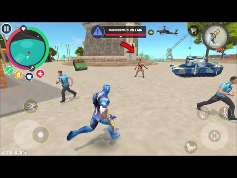Rope Hero: Mafia City Wars (Rope Hero Fight Dangerous Villain) Helicopter Go To Giant Statue - HD