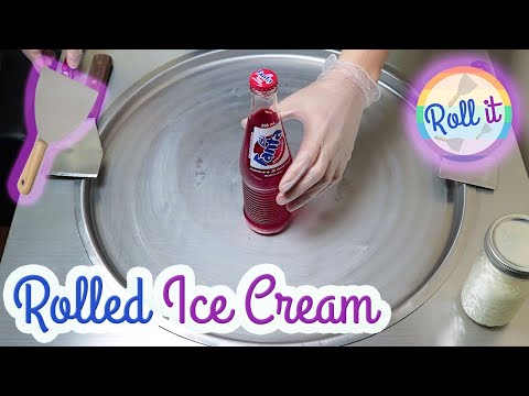Fanta Strawberry Rolled Ice Cream | Made with Red Soda Fanta Strawberry Pop | Asmr Scratching