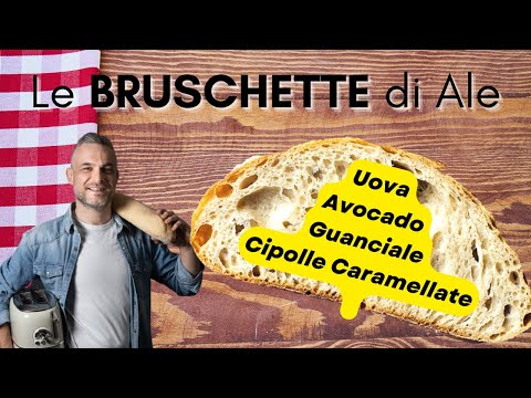 BRUSCHETTA CON PANE AL SESAMO, AVOCADO MARINATO, UOVA, GUANCIALE E CIPOLLE - Le bruschette di Ale