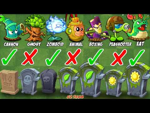 Pvz 2 Challenge - All Chinese Plants *3 POWER UP vs Team Gravestones - Who Will Win?