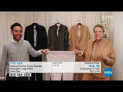 MarlaWynne Stretch Faux Suede StraightLeg Pant