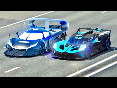 Bugatti Bolide vs Koenigsegg 700+ Concept - Drag Race 20 KM