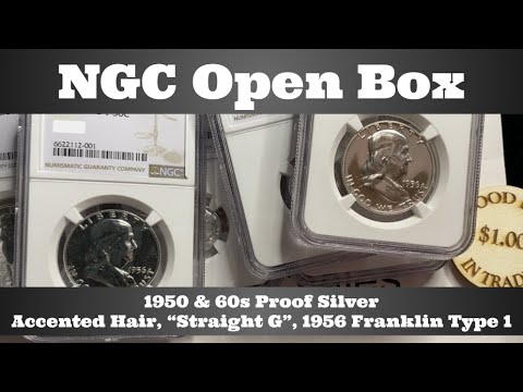 NGC Open Box - 1950s & 60s Proof Silver - Accented Hair & "Straight G" Kennedy, 1956 Franklin Type 1