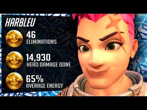 Harbleu Dominating as Zarya on King's Row - 46 elims! [ Overwatch Season 29 Top 500 ]