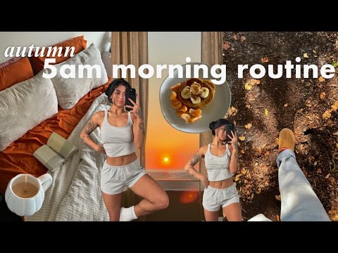 5am fall morning routine 🍂☕️ quiet, cozy & productive 