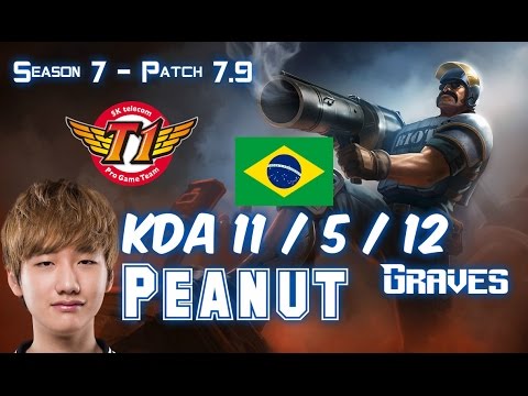 SKT T1 Peanut GRAVES vs LEE SIN Jungle - Patch 7.9 BR Ranked