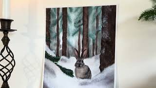 STRÁŽCE ZIMNÍHO LESA Akvarelový obraz - A4 formát