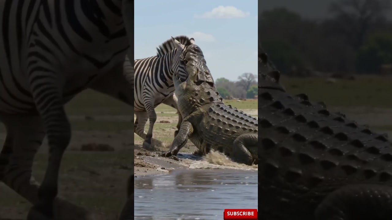 Zebra vs Giant Crocodile | Who Wins This Battle #AnimalFight #Wildlife #NatureRed #animals