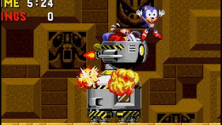 Sonic the hedgehog beating Robotnik in Labyrinth zone