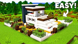 How to Build Modern House (WITH IRON FARM) in Minecraft 1.21 (Easy)