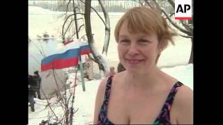 Ceremony with Russian Patriarch, swimmers in the cold