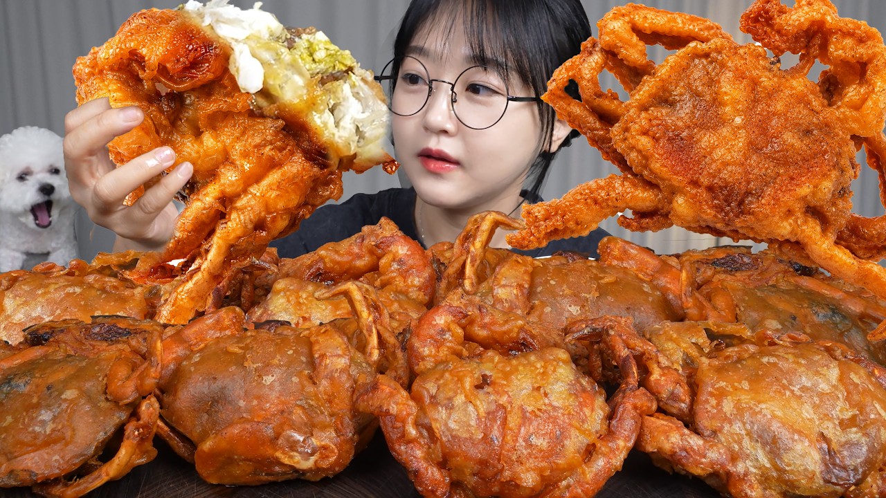 껍질째 통째로 먹는 바삭한 소프트쉘크랩 튀김 먹방🦀FRIED SOFT SHELL CRAB MUKBANG ASMR