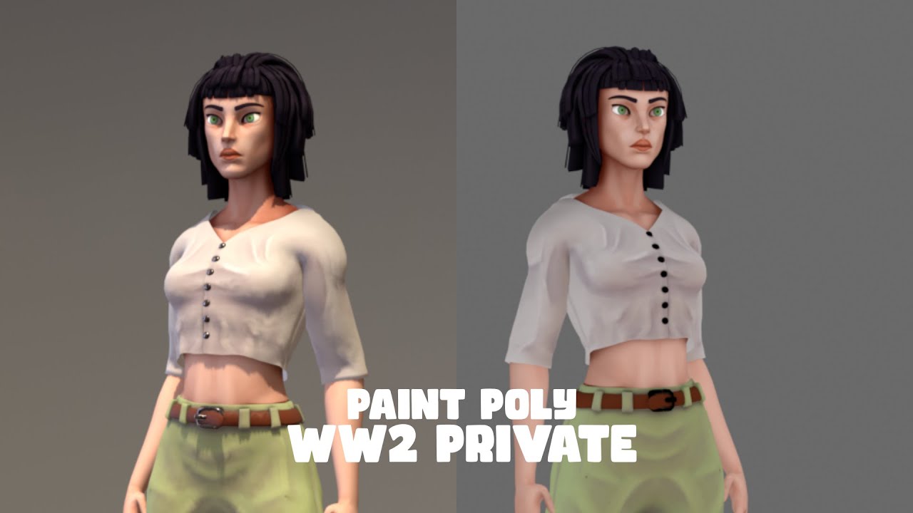 Paint Poly | Female WW2 Private Soldier Character | Rigged | Showcase