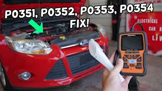 FORD FOCUS CODE P0351 P0352 P0353 P0354 IGNITION COIL FIX. ENGINE LIGHT ON