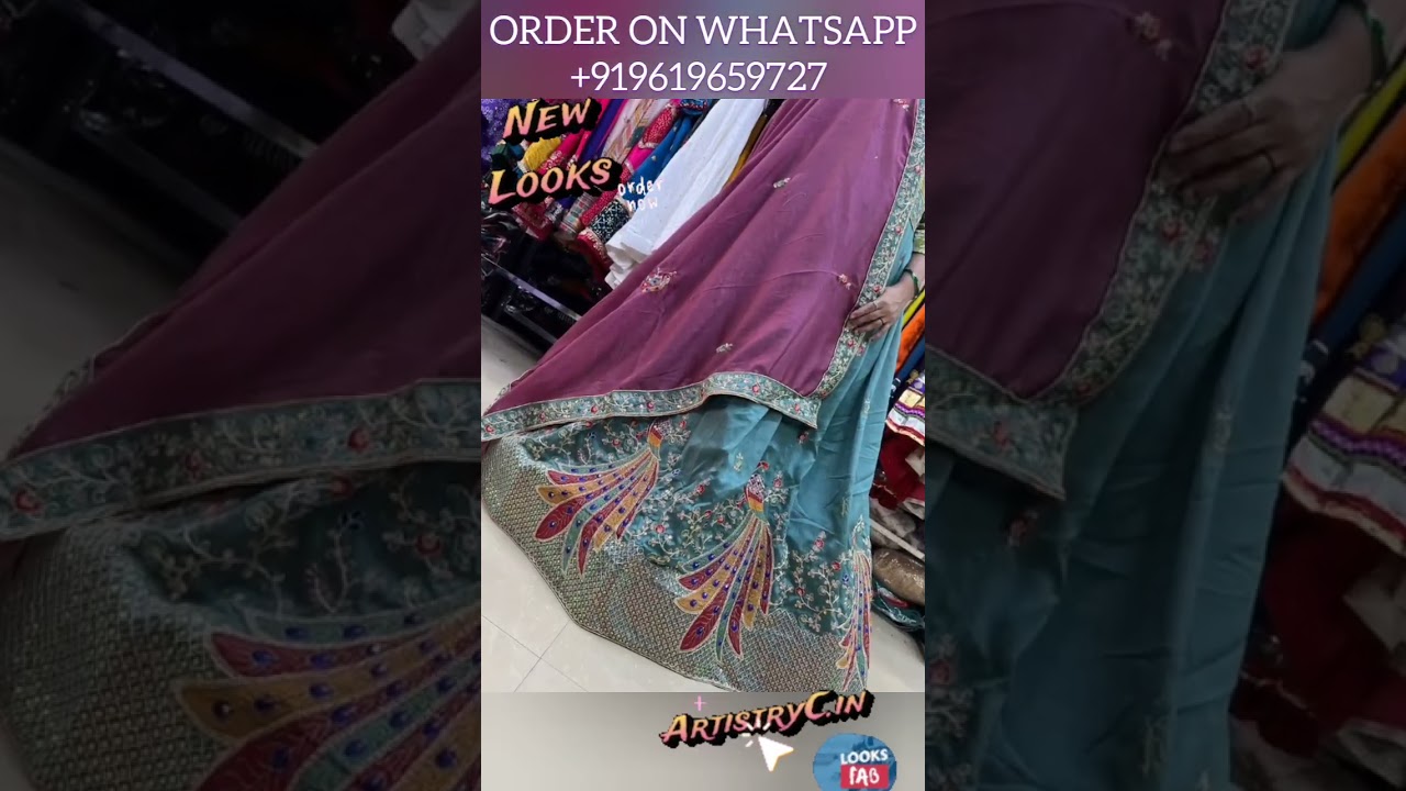 Peacock Crape Chinon Lehenga for Wedding 2025 under ₹3420? Akshara style! Whatsapp +919619659727