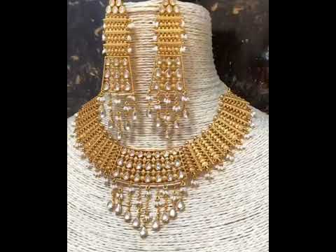 Festive wear imitation antique gold toned necklace set