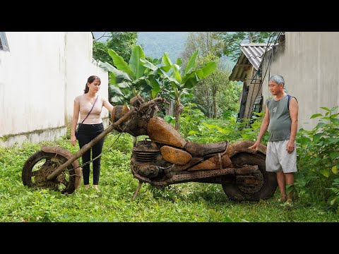Girl Restores 1975 HARLEY DAVIDSON Chopper Motorcycle Abandoned by Old Man for 30 Years