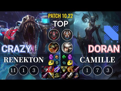 RW Crazy Renekton vs DRX Doran Camille Top - KR Patch 10.22
