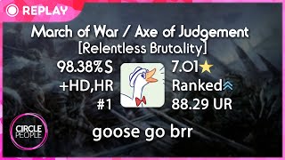 osu! | goosefedora | Ensiferum - Axe of Judgement [Relentless Brutality] +HD,HR 98.38% FC | 619pp #1