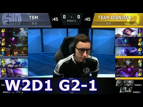 TSM vs Dignitas Game 1 | S7 NA LCS Spring 2017 Week 2 Day 1 | DIG vs TSM G1 W2D1