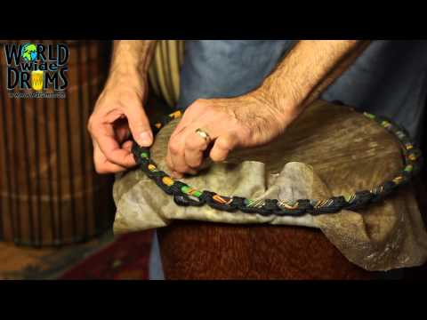 Djembe Repair & Rehead - Installing Goat Skin on Djembe Drum