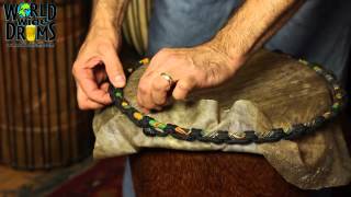 Djembe Repair &amp; Rehead - Installing Goat Skin on Djembe Drum