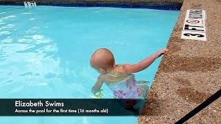 Baby Elizabeth Swims Across Pool